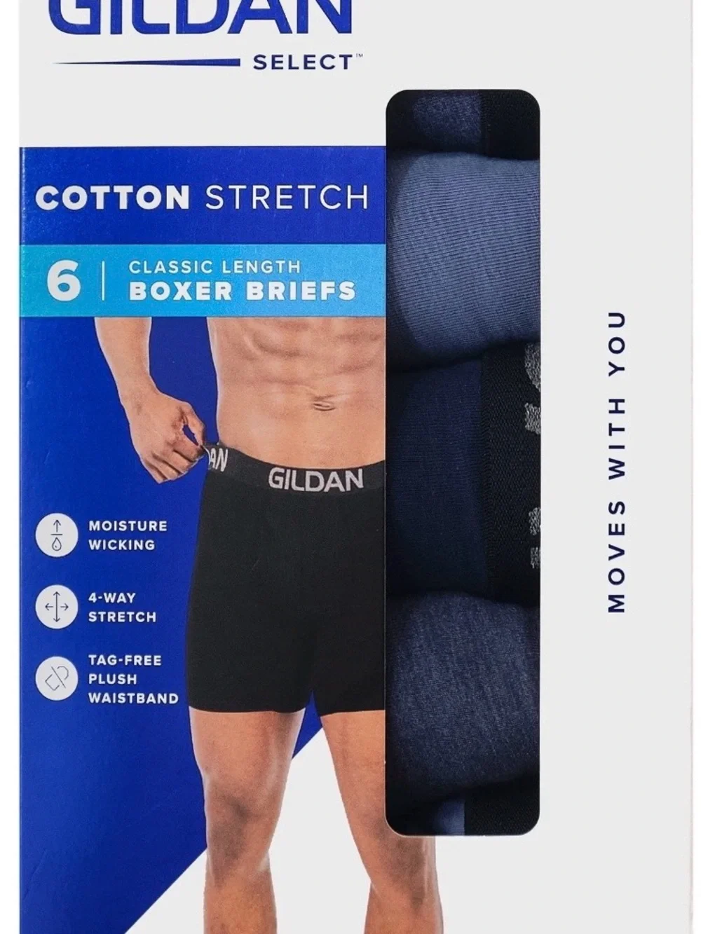 Gildan Men's Cotton Stretch Boxer Brief Underpants, 6-Pack